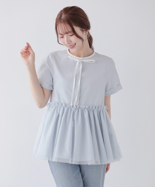 Fit moreぺプラムトップス バルーン切り替えペプラムトップス（Tシャツ/カットソー）｜Fit