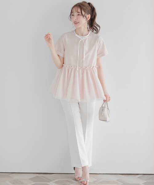 Fit moreぺプラムトップス バルーン切り替えペプラムトップス（Tシャツ/カットソー）｜Fit