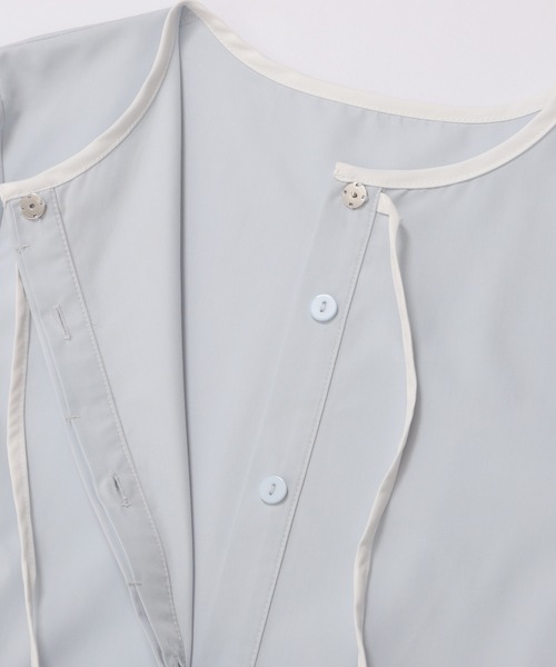 Fitmore バイカラーパイピングネックチュールペプラムトップス ペプラム Fit more バイカラーパイピングネックチュールペプラムトップス