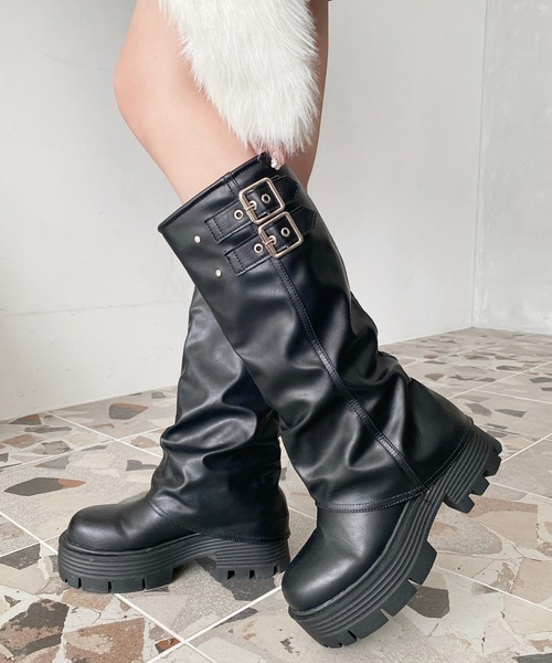 ♡ニコニコ　ブーツ４点セット♡ moment+ ブーツ 厚底ロングカバーブーツ レディース : ZOZOTOWN Yahoo