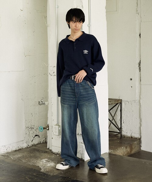 OLD UMBRO 00s アンブロ ボーダー ニット 半袖 ポロ シャツ L FREAK'S STORE ポロシャツ ポロ UMBRO × STORE/アンブロ 別注