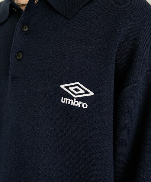 umbro ネイビー ロゴ入り ニットセーター umbro セーター ニット KNIT POLO SWEATER/ニットポロセーター