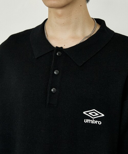 超希少‼️UMBRO ラグラン 刺繍 ニット ツートン 90s Ｌ相当1302 umbro セーター ニット KNIT POLO SWEATER/ニットポロセーター