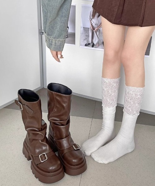 ブーツ 厚底ミドルカバーブーツ レディース : ZOZOTOWN Yahoo!店