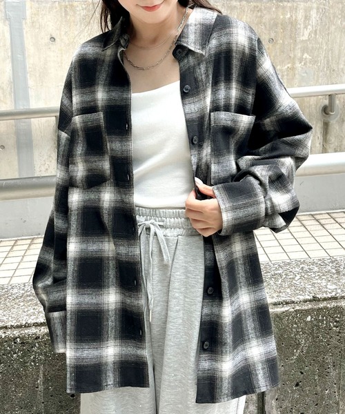 RETROGIRL（レトロガール） ブラウス シャツ チェックBIGシャツ