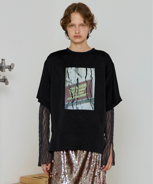 MAISON SPECIAL（メゾンスペシャル） tシャツ Dot Photo Print Satin T