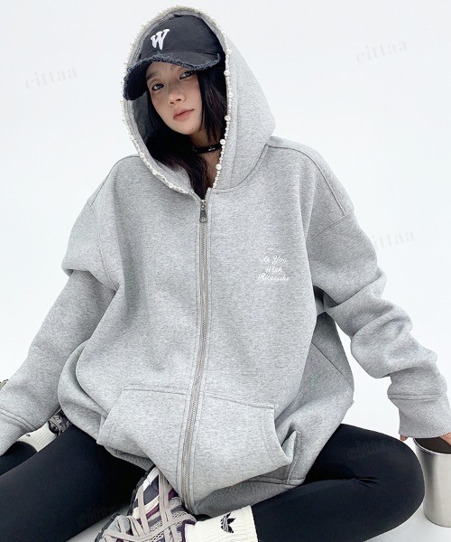 Dalfwin（ダールフィン） パーカー 韓国ファッション ビジューライン