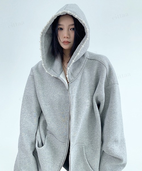 Dalfwin（ダールフィン） パーカー 韓国ファッション ビジューライン