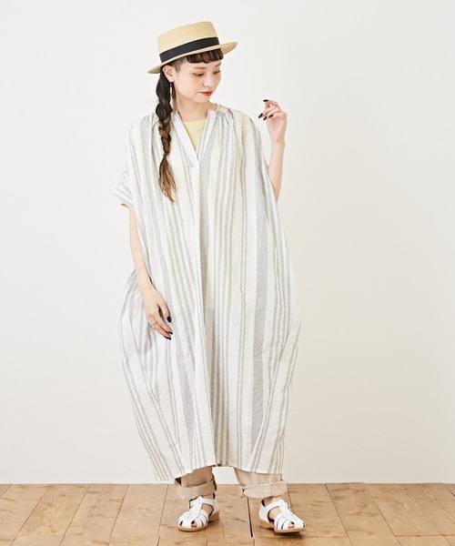 「CUBE SUGAR」 半袖ワンピース M ホワイト レディース_画像2