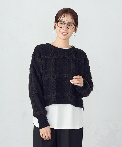 COMME CA ISM（コムサイズム） ニット セーター チェックジャガード