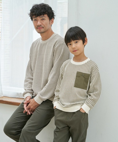 ikka（イッカ） tシャツ 「親子コーデ」ビックワッフルポケ付きプル