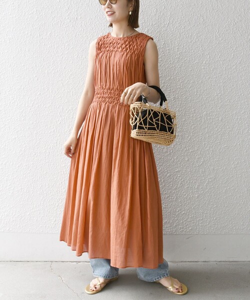 SHIPS any 「SHIPS any」 ノースリーブワンピース ONE SIZE オレンジ