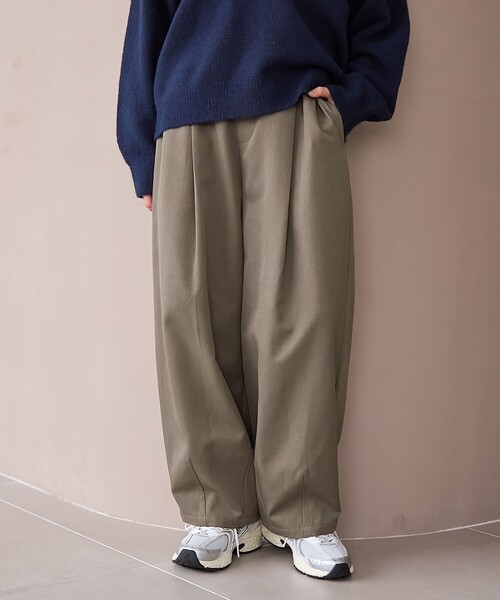 coen（コーエン） スラックス パンツ ウールライク裏起毛イージー