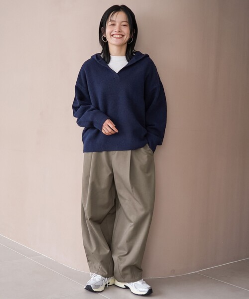 coen（コーエン） スラックス パンツ ウールライク裏起毛イージー