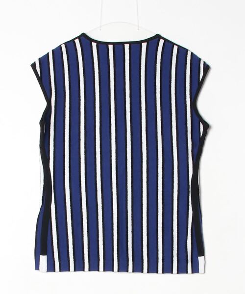 「AKANE UTSUNOMIYA」 ストライプ柄ノースリーブニット 38 ブルー レディース_画像2