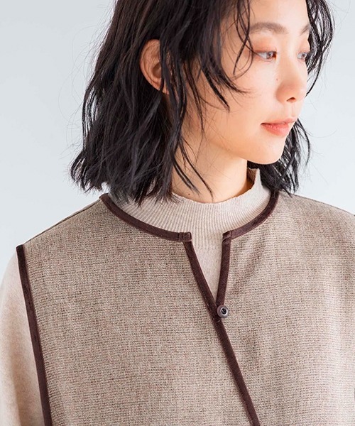 D サロペット オーバーオール ポリエステルツイードのサロペットパンツ