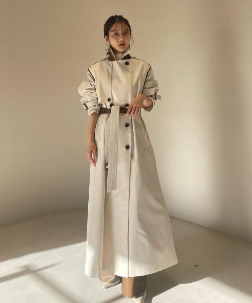 anuans（アニュアンス） トレンチコート MEDIUM ホワイト レディース