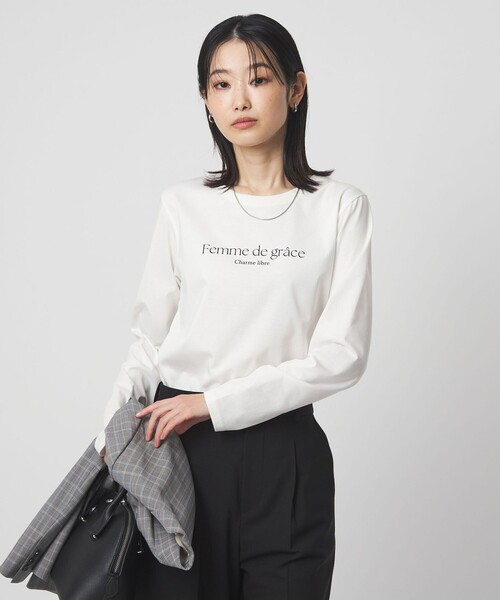 LGB レディース ロングスリーブ シンプル カットソー ホワイト green label relaxing（グリーンレーベルリラクシング） tシャツ ロゴ