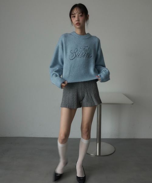 Nadana パンツ ケーブルニットショートパンツ レディース : ZOZOTOWN