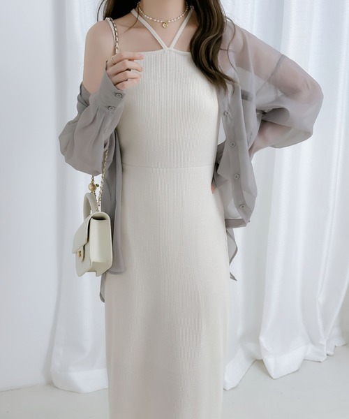 「ECLIN」 キャミソールワンピース L グレー レディース_画像2