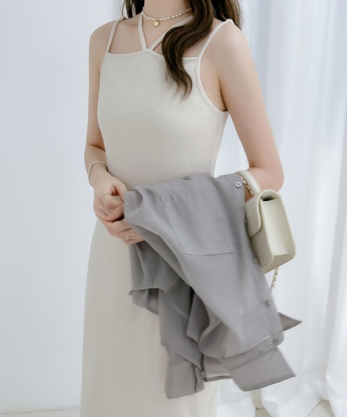 「ECLIN」 キャミソールワンピース L グレー レディース_画像3