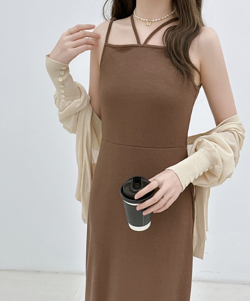 「ECLIN」 キャミソールワンピース L グレー レディース_画像7