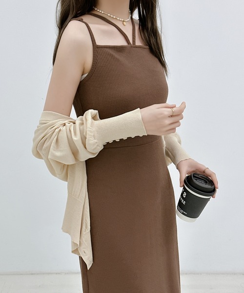 「ECLIN」 キャミソールワンピース L グレー レディース_画像8