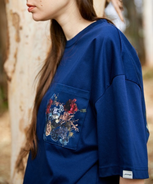 「rehacer」 7分袖Tシャツ MEDIUM ネイビー メンズ_画像4