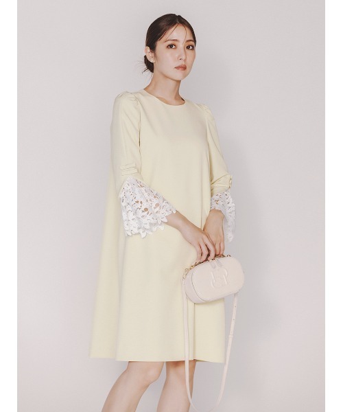 「CELFORD」 長袖ワンピース 38 イエロー レディース_画像3