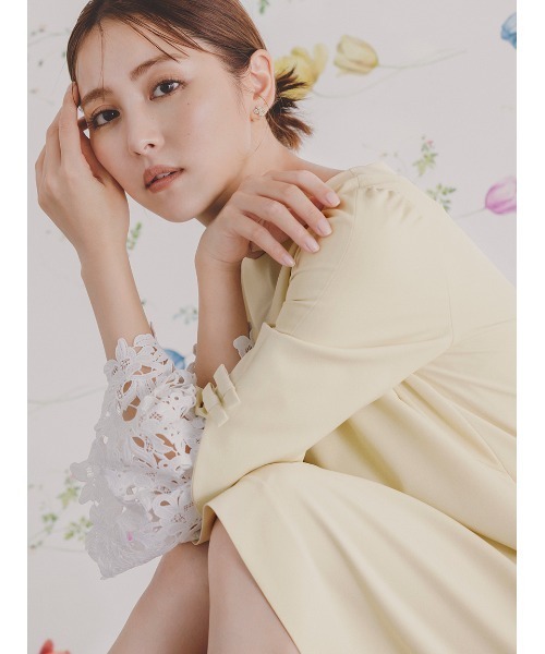 「CELFORD」 長袖ワンピース 38 イエロー レディース_画像4