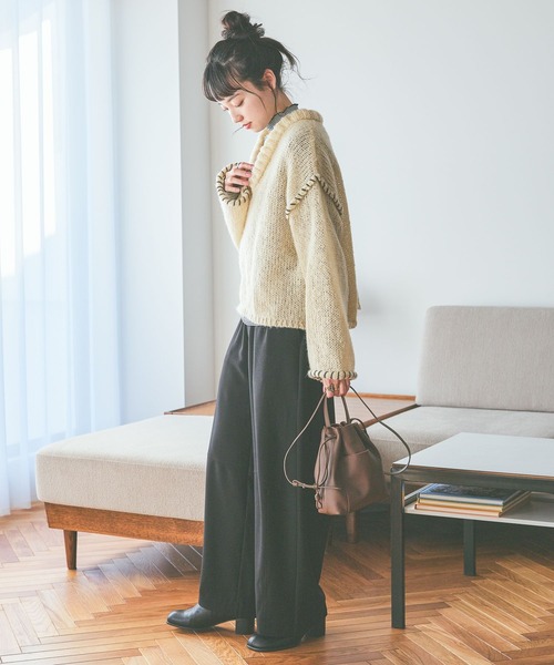 niko and…（ニコアンド） ニット セーター ハンドステッチオーバーV