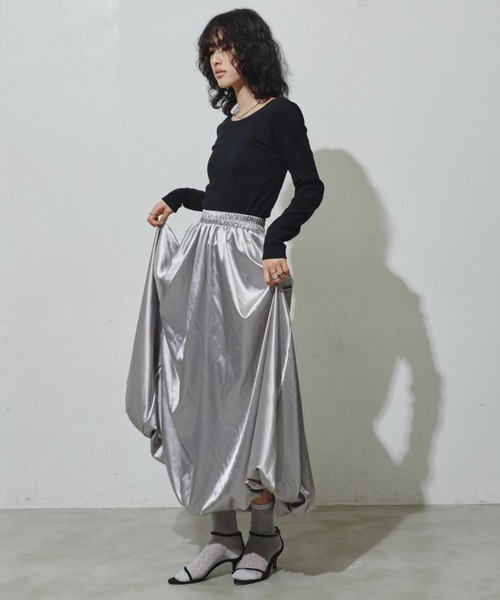 「Aunt Marie's」 ロングスカート FREE グレー レディース_画像2