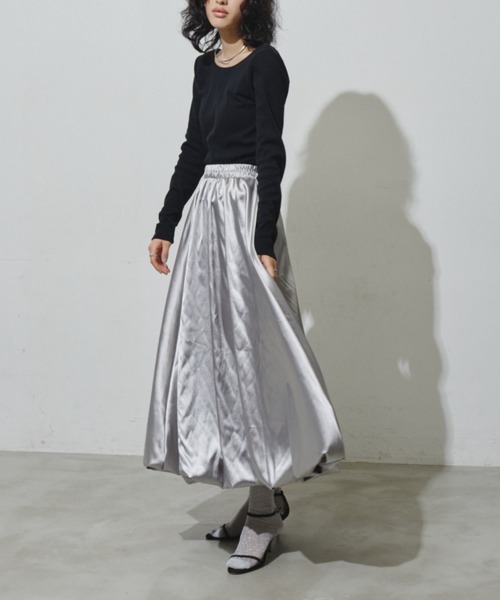 「Aunt Marie's」 ロングスカート FREE グレー レディース_画像3