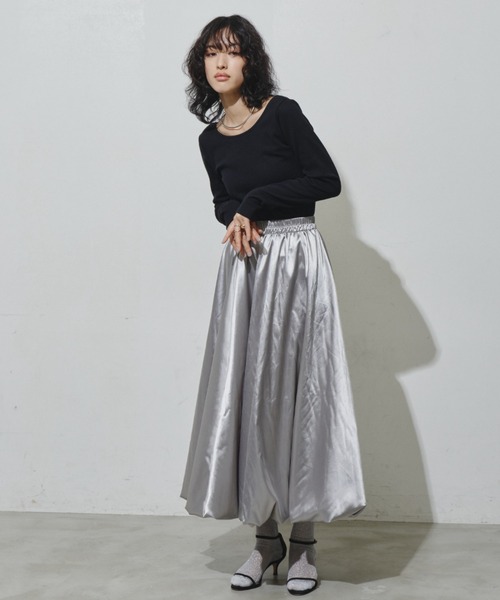 「Aunt Marie's」 ロングスカート FREE グレー レディース_画像6