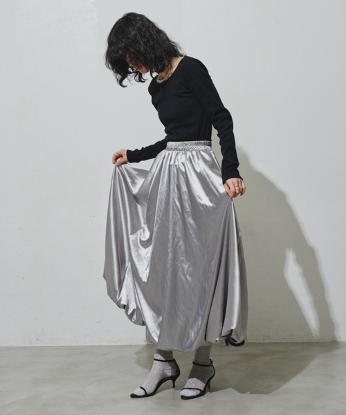 「Aunt Marie's」 ロングスカート FREE グレー レディース_画像7