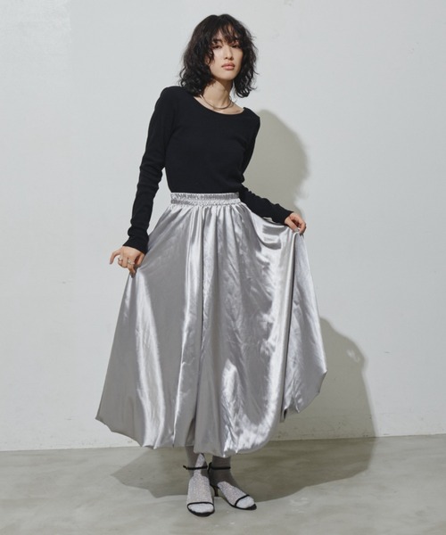 「Aunt Marie's」 ロングスカート FREE グレー レディース_画像8