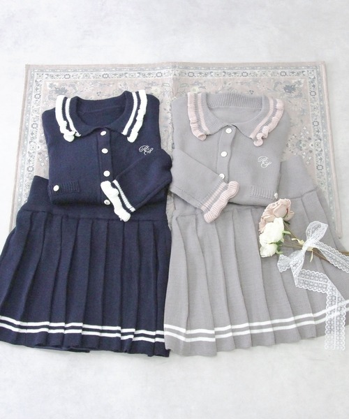 美品✨ イン・ア・クローゼット　A6　モヘヤ混　高級 セットアップ ストライプ DearMyLoveRose（ディアマイラブローズ） セットアップ 襟付きニット