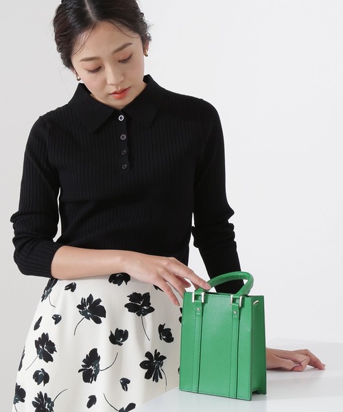 「NATURAL BEAUTY BASIC」 長袖ポロシャツ MEDIUM ベージュ レディース_画像4