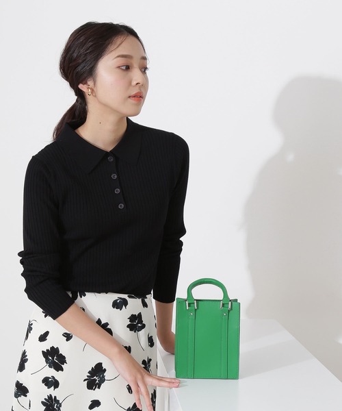 「NATURAL BEAUTY BASIC」 長袖ポロシャツ MEDIUM ベージュ レディース_画像5