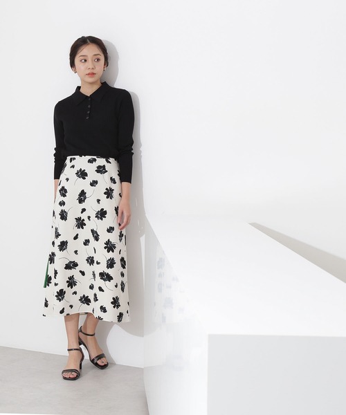 「NATURAL BEAUTY BASIC」 長袖ポロシャツ MEDIUM ベージュ レディース_画像8