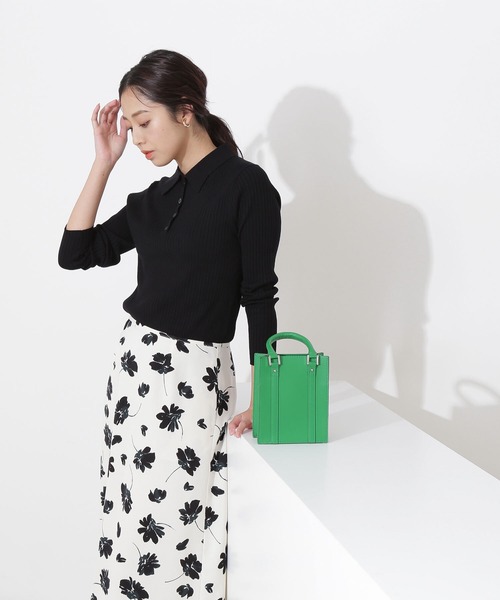 「NATURAL BEAUTY BASIC」 長袖ポロシャツ MEDIUM ベージュ レディース_画像9