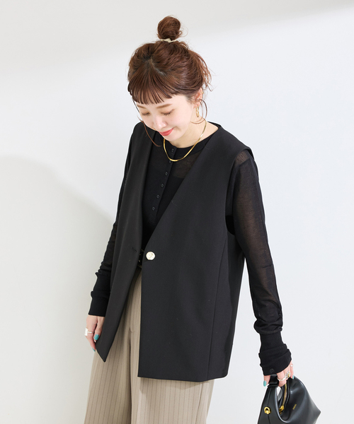 B.C STOCK（ベーセーストック） ベスト ジレ 手洗い可 / T/R ダブル