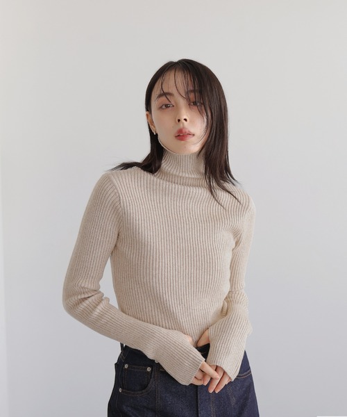 「LIAN」 タートルネックニット FREE チャコールグレー レディース_画像2