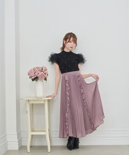 ロゼミューズ Rose Muse chiffon pleated dress 【公式通販】