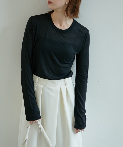 BASERANGE（ベースレンジ） 長袖カットソー SMALL ブラック レディース
