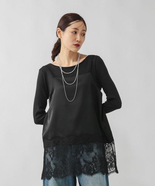 GLOBAL WORK（グローバルワーク） キャミソール サテンレースキャミ