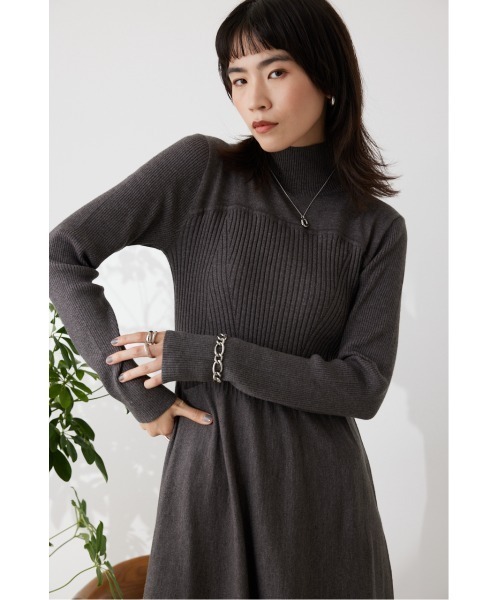 「crie conforto」 ニットワンピース MEDIUM グレー レディース_画像2