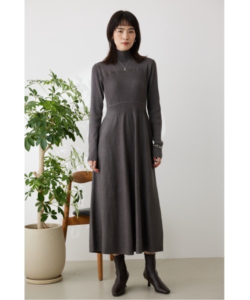 「crie conforto」 ニットワンピース MEDIUM グレー レディース_画像5