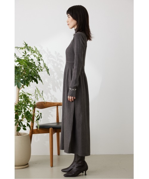 「crie conforto」 ニットワンピース MEDIUM グレー レディース_画像6
