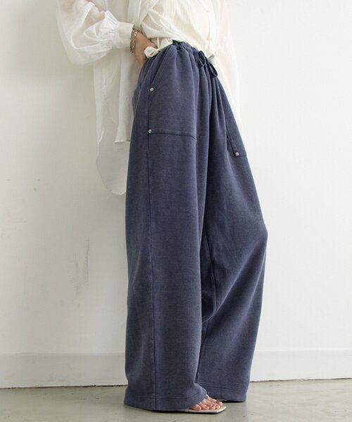 スウェットパンツ ジャージ 「UNISEX」「シルエット調整可」ピグメント加工ワッフルイージーパンツ/WEB限定カラーあり レディース メンズの画像
